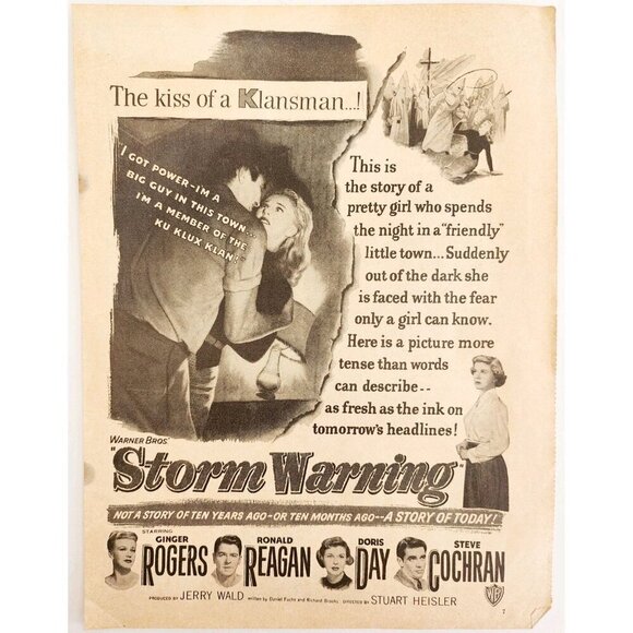 1951 Storm Warning Ronald Reagan Movie Advertisement Ku Klux Klan KKK DWY12 - Picture 2 of 2